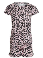 Slumber Hut Girls Short Leopard Pyjamas Pink