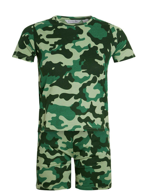Slumber Hut Teenage Camouflage Jersey Pyjamas Green