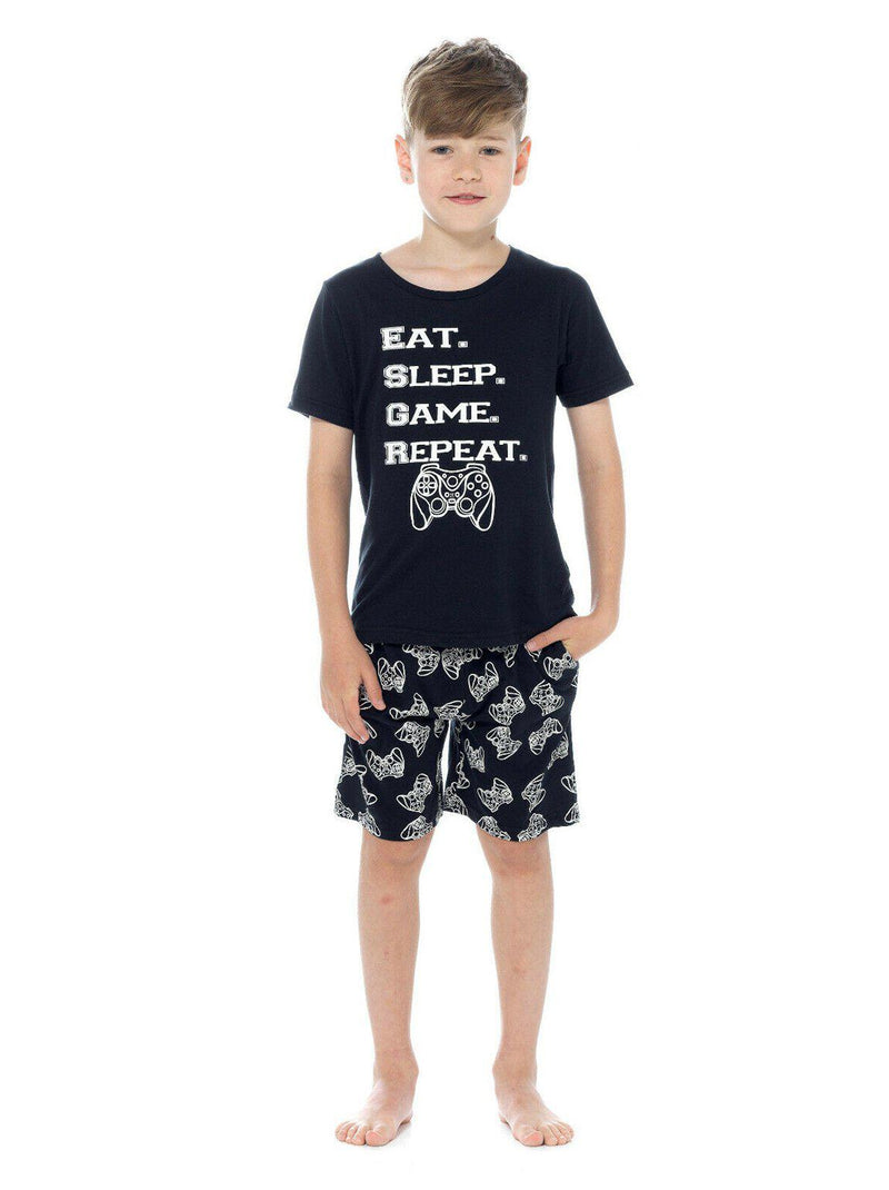 Slumber Hut Teenage Game Jersey Pyjamas Black