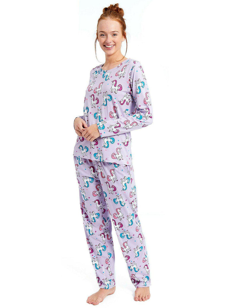 Slumber Hut Womens Jersey Pyjamas Lilac Unicorn