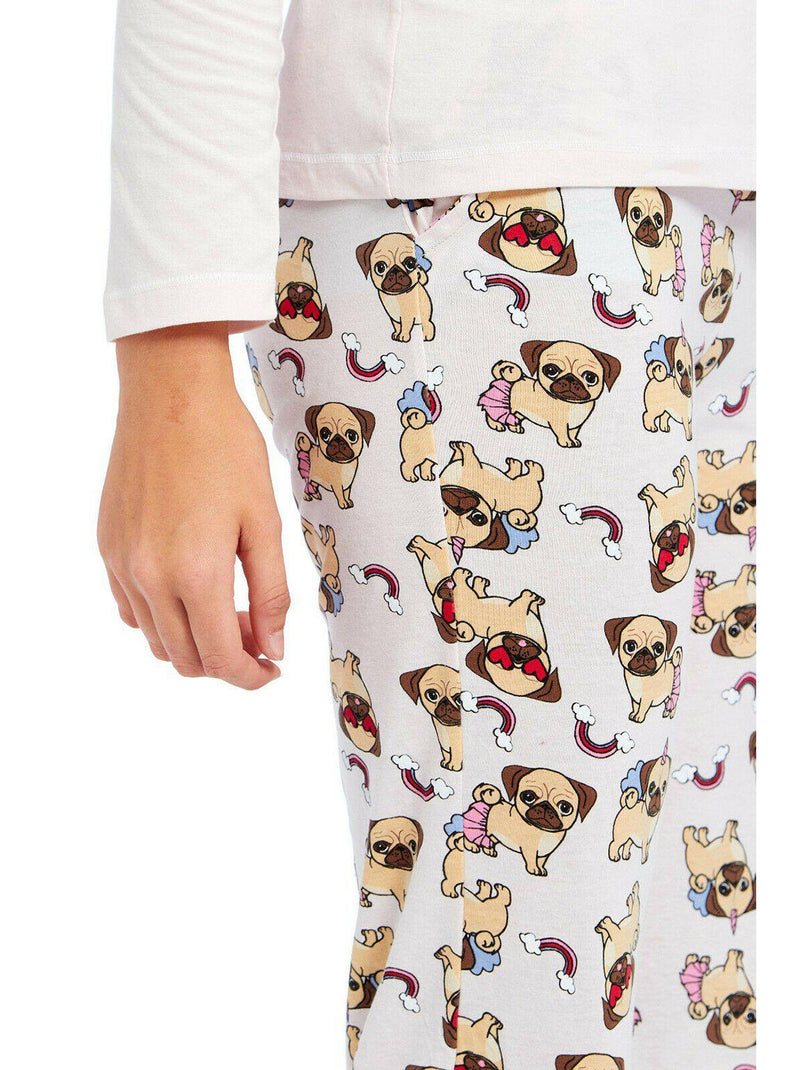 Slumber Hut Womens Jersey Pyjamas Pink Pug