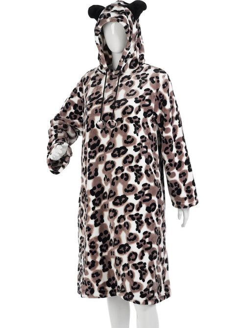 Supersoft Leopard Hooded Fleece Lounger