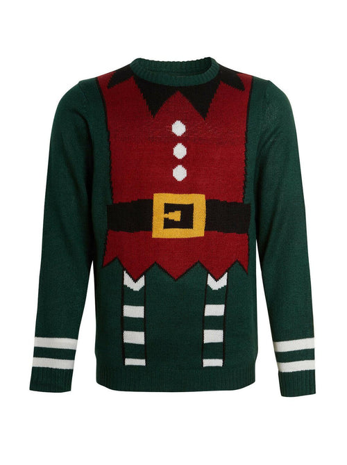 Unisex Knitted Christmas Jumper Green Elf