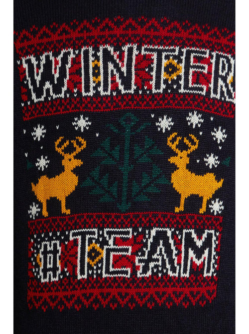 Unisex Knitted Christmas Jumper Navy Winter