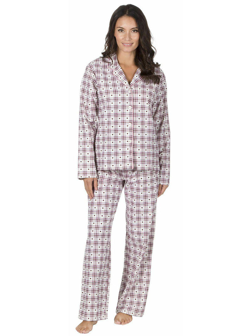 Womens Brushed Cotton Buttoned Pyjamas