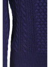 Womens Cable Knit Ribbed Jumper Navy