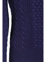 Womens Cable Knit Ribbed Jumper Navy
