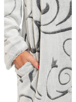 Womens Grey Swirl Buttoned Dressing Gown