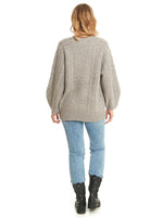 Womens Plus Size Cable Knit Buttoned Cardigan