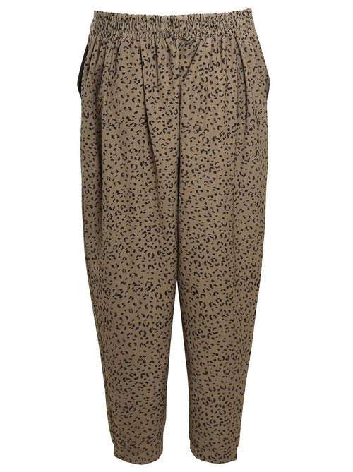 Womens Smart Khaki Leopard Trousers