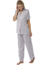 Womens Striped Grey Satin Pyjamas