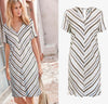 Womens Striped Linen Blend Summer Dress