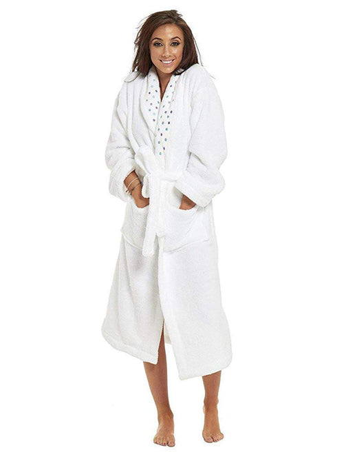 Womens Thick Fluffy White Dressing Gown